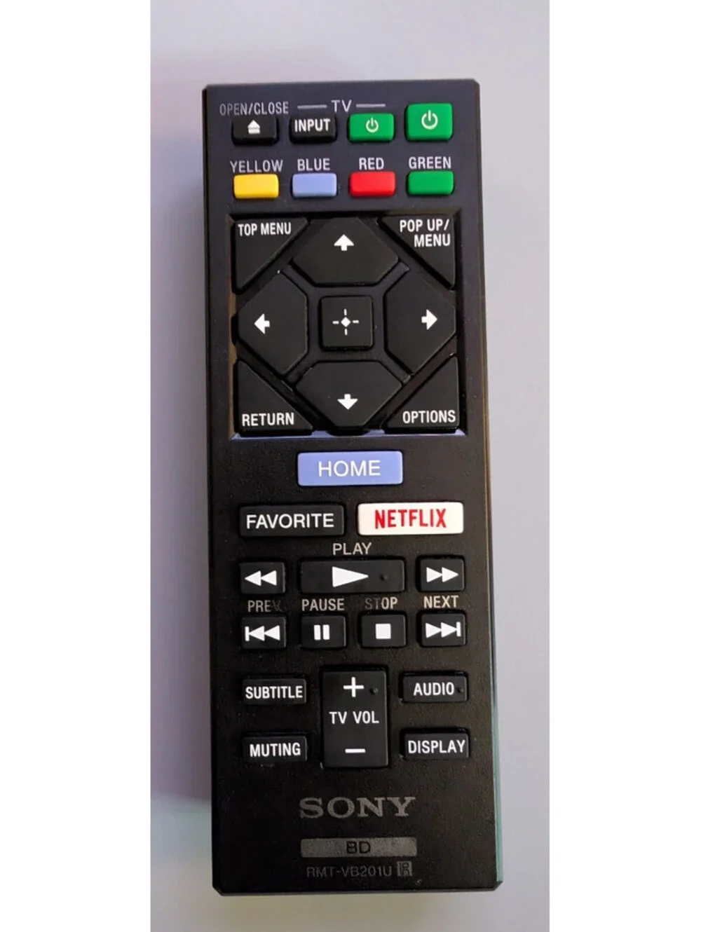 Genuine Sony RMT-VB201U Blu-Ray Disc Player Remote Control - Netflix Button